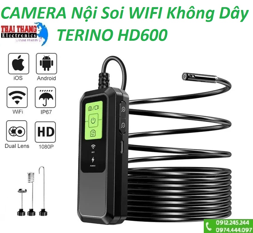 CAMERA SOI KHE HẸP , NỘI SOI MÁY ,BUỒNG ĐỐT WIFI KHÔNG DÂY TERINO HD600
