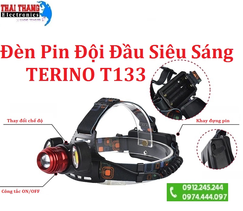 ĐÈN PIN ĐỘI ĐẦU ĐA CHỨC NĂNGTERINO T133 CHÍNH HÃNG
