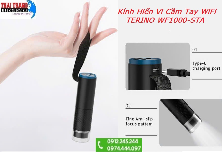 Kính hiển vi cầm tay không dây Terino WF1000-STA (WiFi 50x - 1000x) – Hàng chính hãng