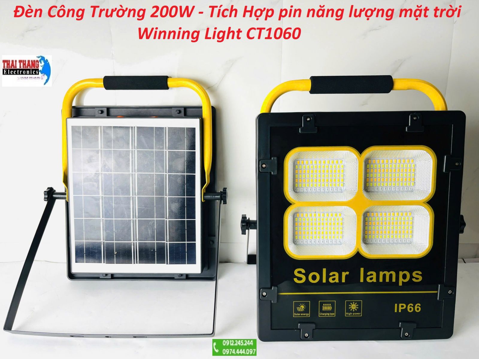 ĐÈN PHA CÔNG TRƯỜNG, ĐÈN KHẨN CẤP WINNING LIGHT CT1060 200W  – PIN NĂNG LƯỢNG MẶT TRỜI