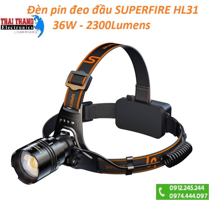 Đèn pin đeo đầu zoom xa Superfire HL31