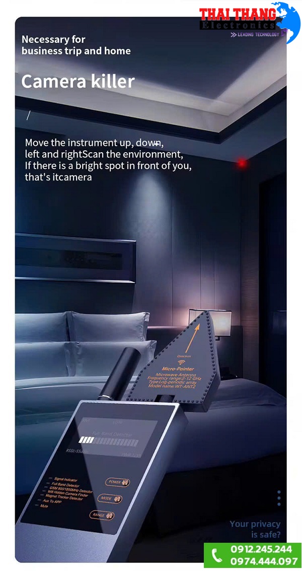 Thiết Bị Dò Tìm, Phát Hiện Nghe Lén, Camera Quay Lén, Định Vị GPS, Điện Thoại Cao Cấp TTI KOREA PH6800