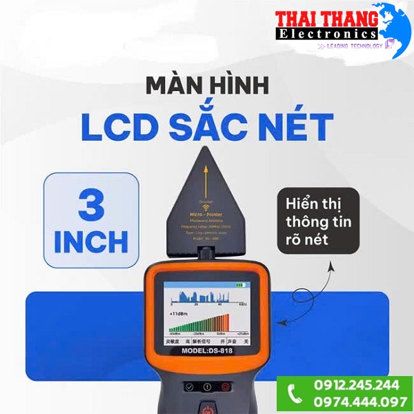 thiết bị dò sóng camera siêu nhỏ, nghe trộm , điện thoại ,  định vị GPS , ghi âm siêu hiện đại, siêu chính xác và siêu nhạy TTI KOREA PH1390