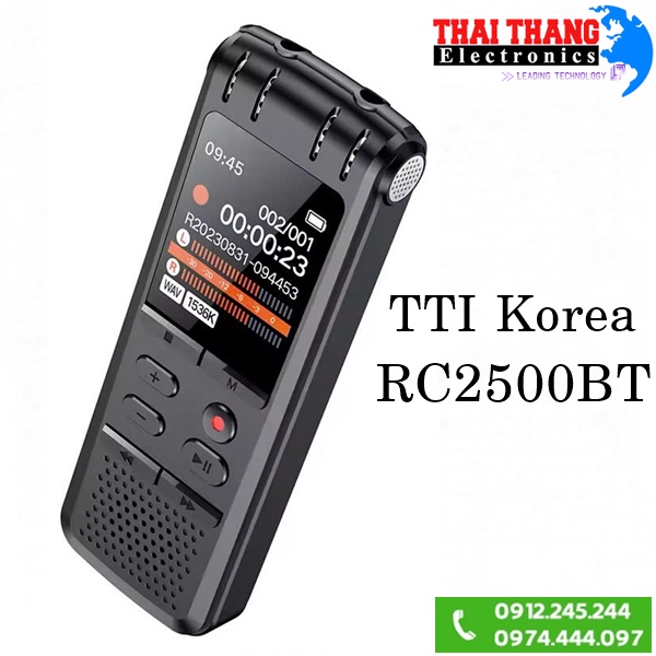 Máy ghi âm kết nối blutooth TTI KOREA RC2500BT – Siêu nhạy, Dung lượng 32GB,Ghi âm 2.350 giờ