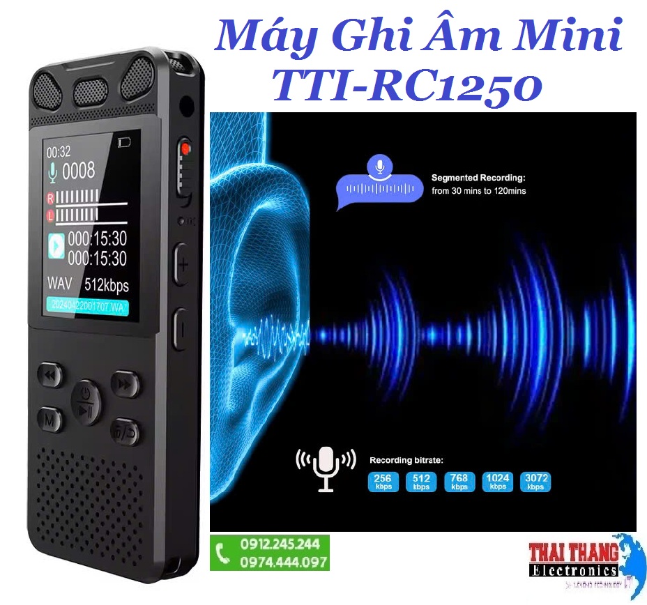 Máy ghi âm pin lâu 5 ngày TTI KOREA RC1250