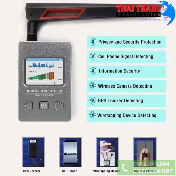 Máy dò sóng phát hiện nghe lén, camera quay lén, điện thoại và định vị GPS TTI KOREA PH 4600