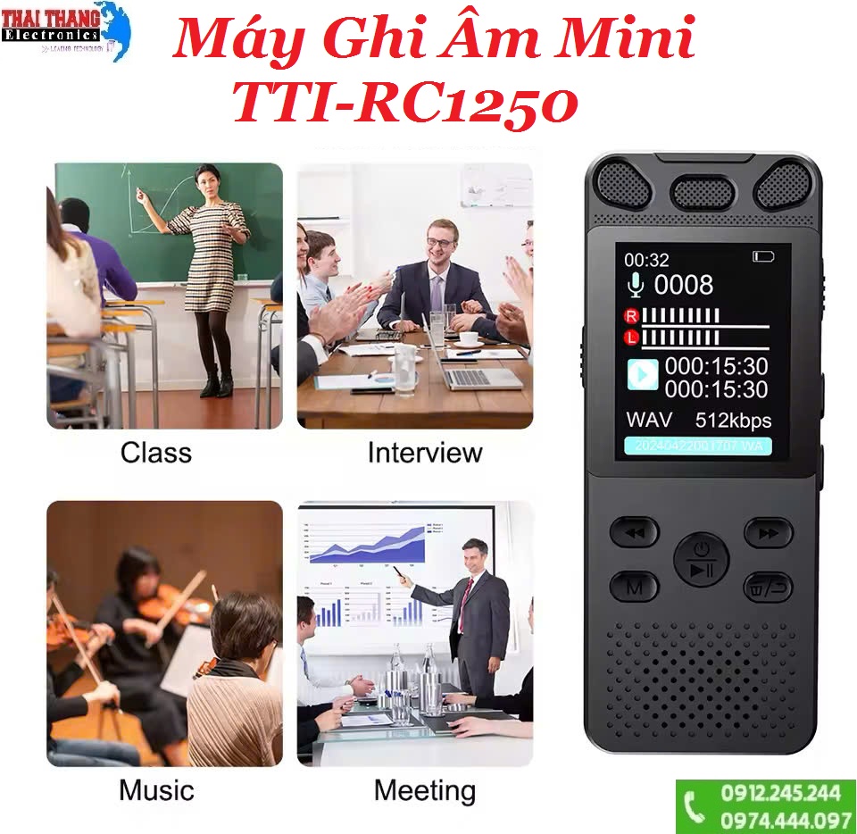 Máy ghi âm pin lâu 5 ngày TTI KOREA RC1250