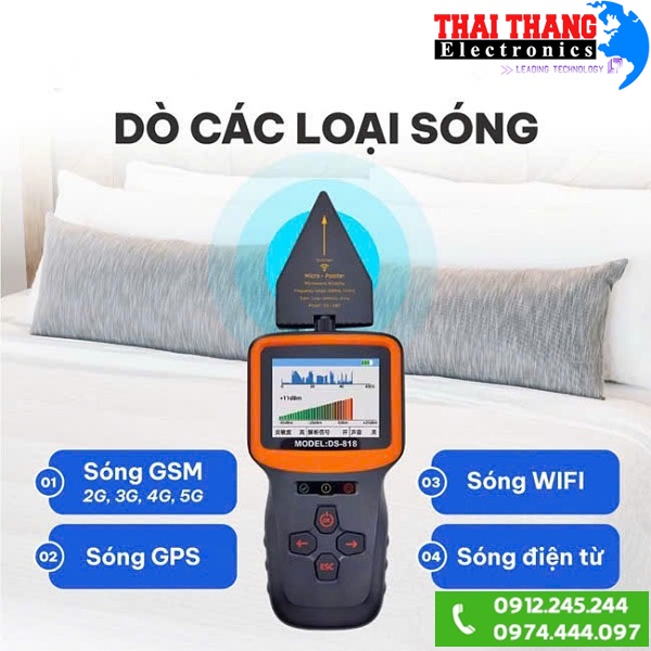 thiết bị dò sóng camera siêu nhỏ, nghe trộm , điện thoại ,  định vị GPS , ghi âm siêu hiện đại, siêu chính xác và siêu nhạy TTI KOREA PH1390