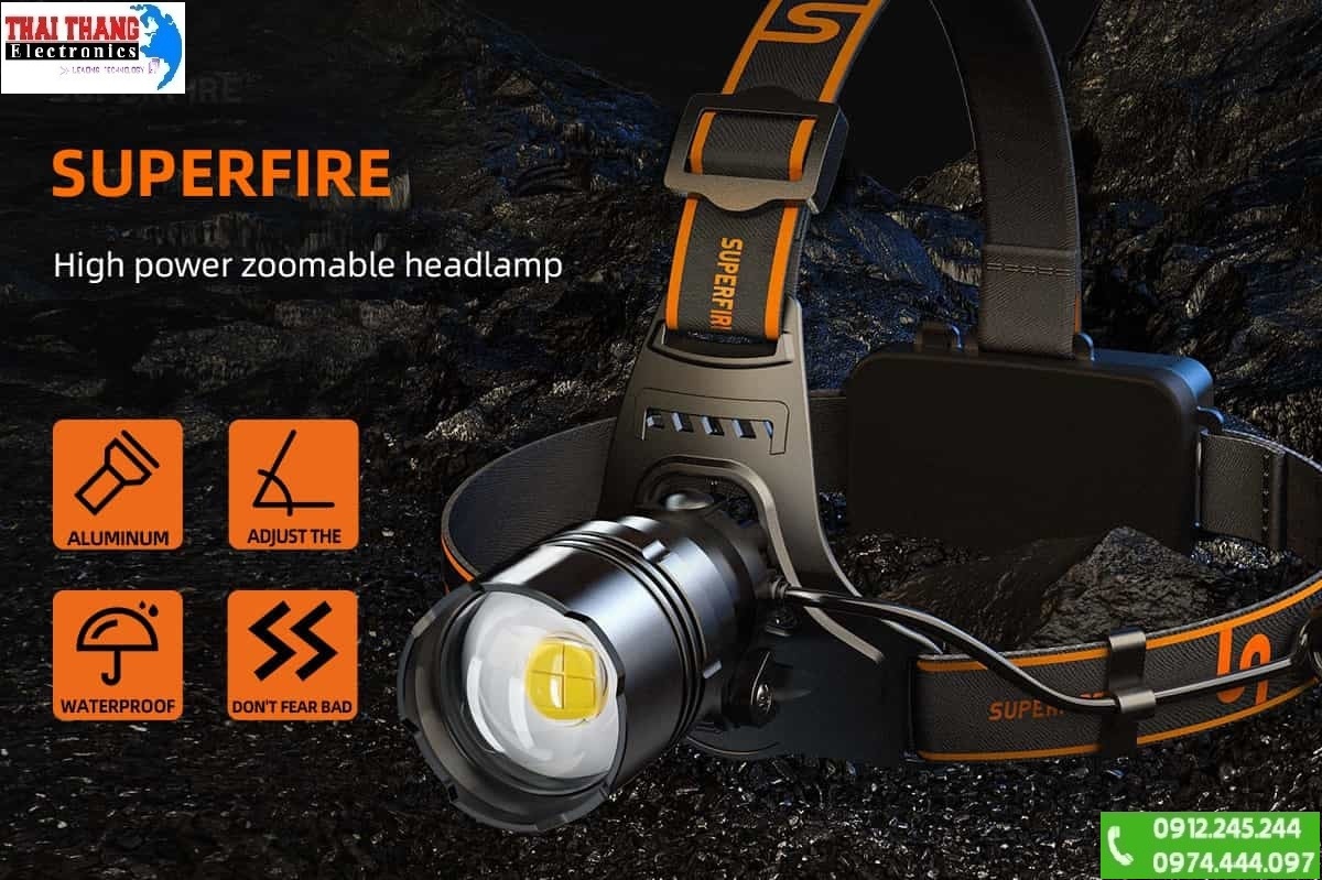 Đèn pin đeo đầu zoom xa Superfire HL31