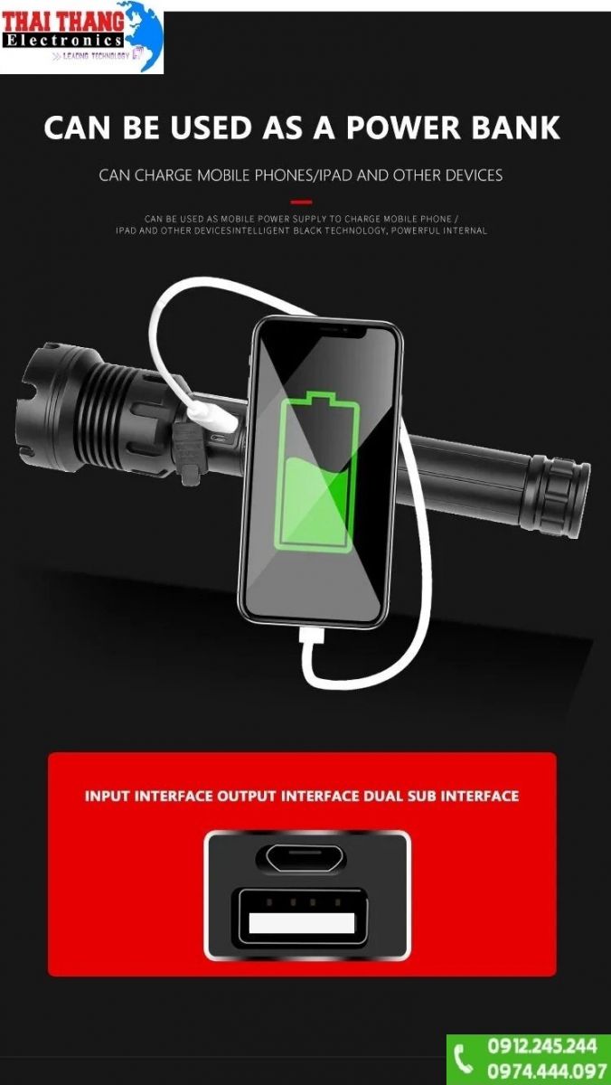 ĐÈN PIN SẠC SIÊU SÁNG TERINO T74 CHÍNH HÃNG