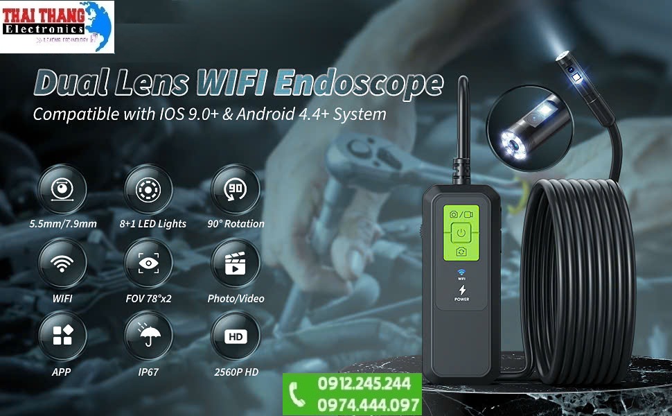 CAMERA SOI KHE HẸP , NỘI SOI MÁY ,BUỒNG ĐỐT WIFI KHÔNG DÂY TERINO HD600