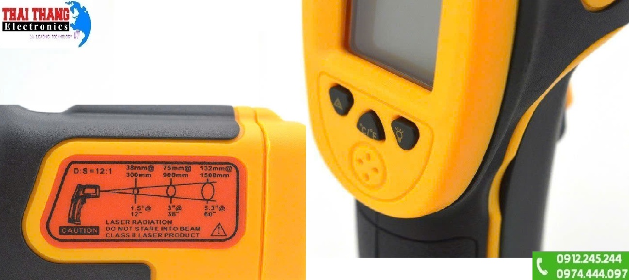 Súng đo nhiệt độ công nghiệp Hồng ngoại - 32°c - 550°c chính hãng smart sensor AS530
