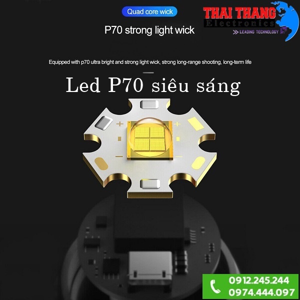 Đèn pin đeo đầu soi siêu xa 3 pin siêu khoẻ ultrafire P70