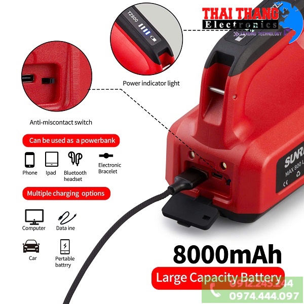 ĐÈN PIN SẠC XÁCH TAY SUNREI TZ800 TUẦN TRA, CỨU NẠN , DÃ NGOẠI