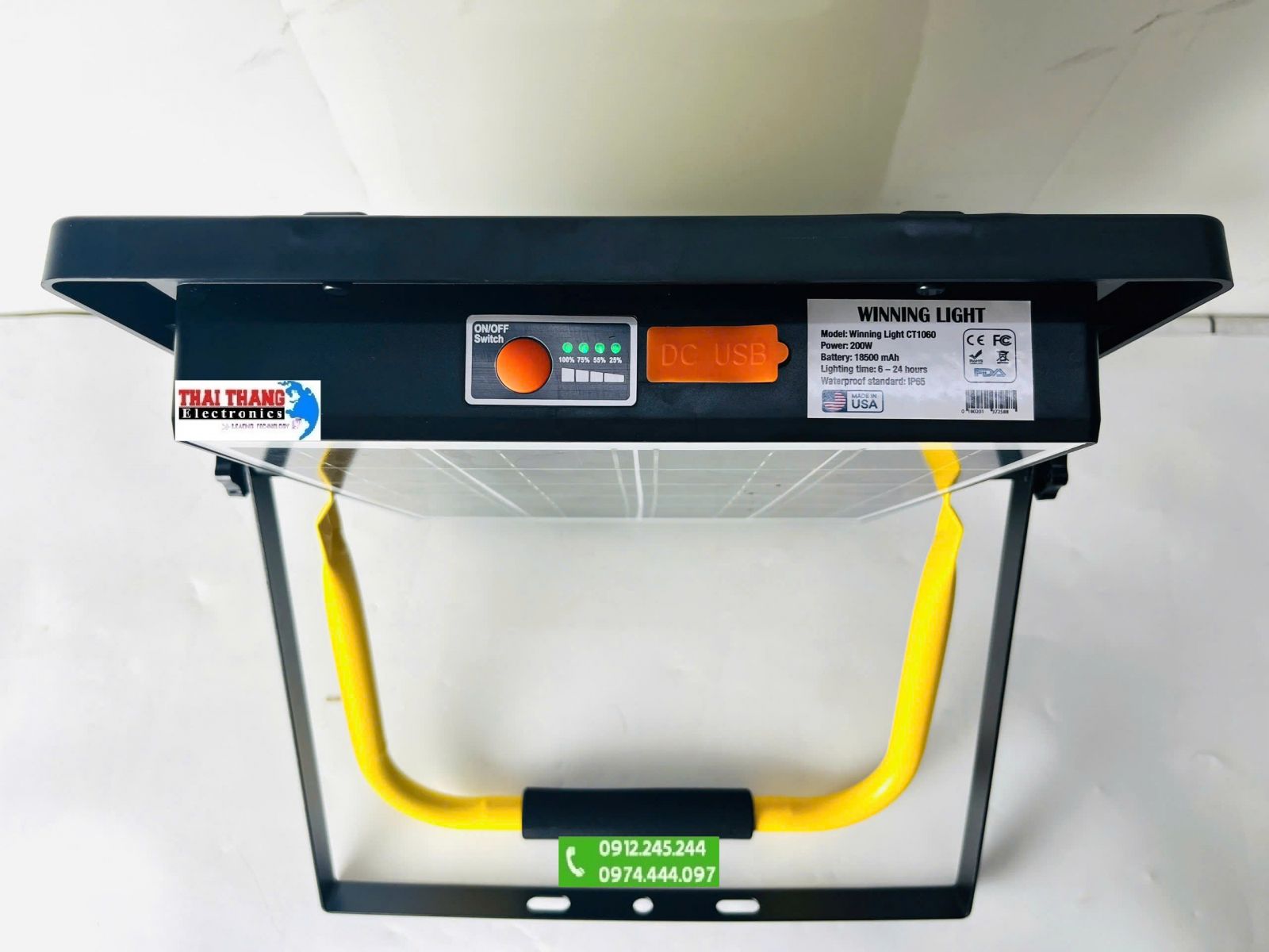 ĐÈN PHA CÔNG TRƯỜNG, ĐÈN KHẨN CẤP WINNING LIGHT CT1060 200W  – PIN NĂNG LƯỢNG MẶT TRỜI
