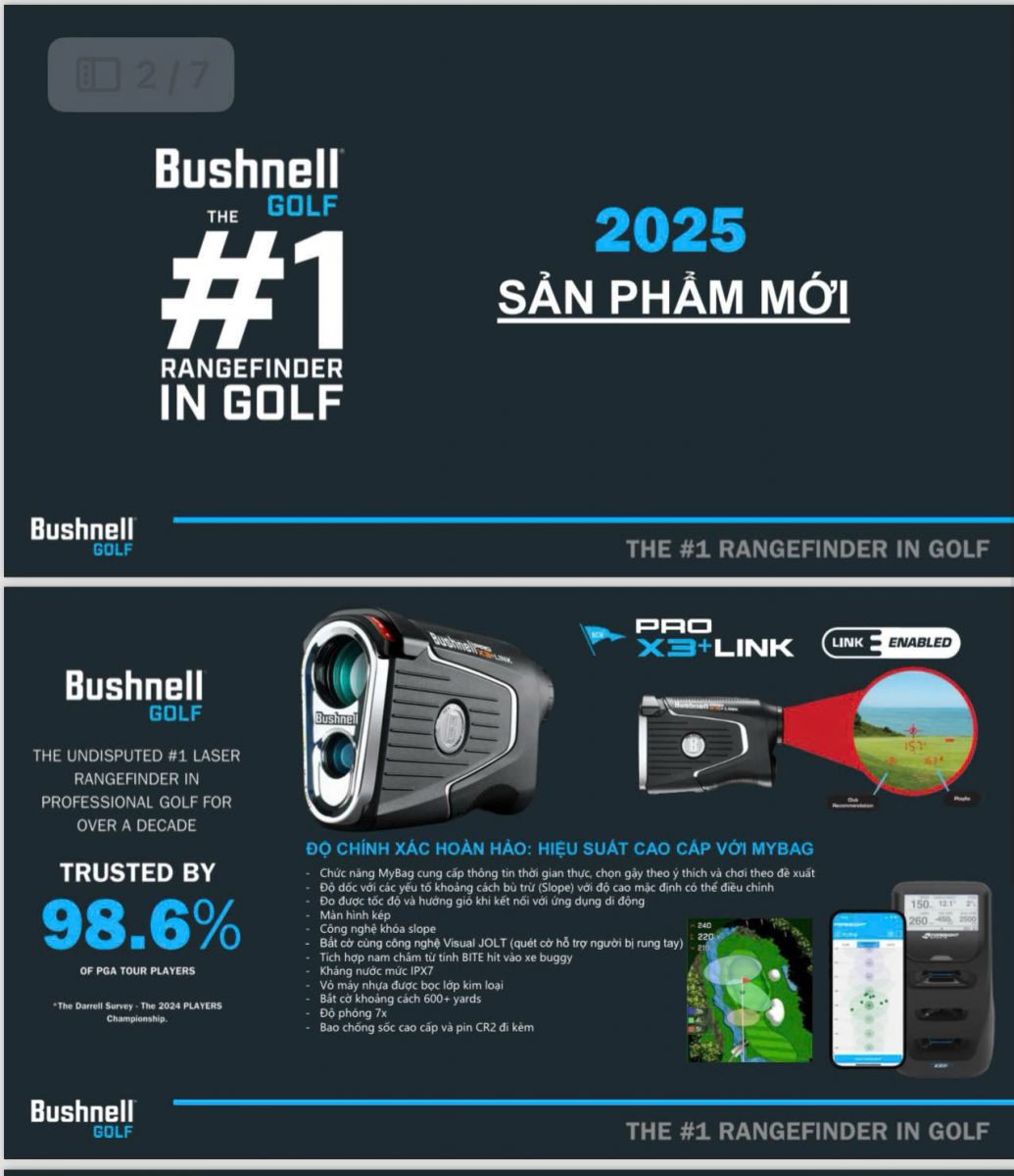 Ống nhòm đo khoảng cách chơi Golf BUSHNELL PRO X3+