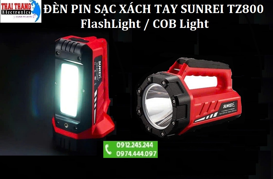 ĐÈN PIN SẠC XÁCH TAY SUNREI TZ800 TUẦN TRA, CỨU NẠN , DÃ NGOẠI