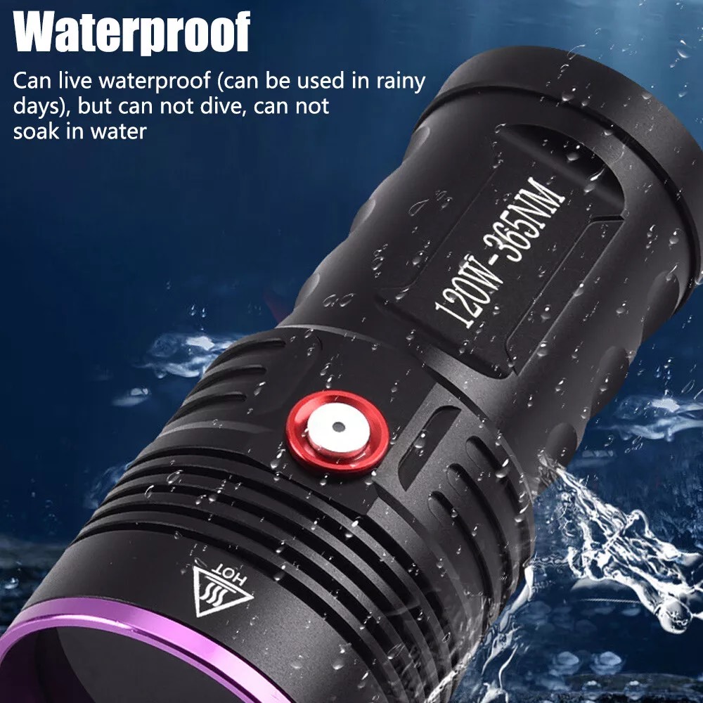 Đèn pin tia cực tím UV TERINO D6000 độ sáng mạnh 120w 365nm cao cấp chính hãng