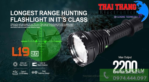 Đèn pin siêu sáng, soi xa Acebeam L19 2.0