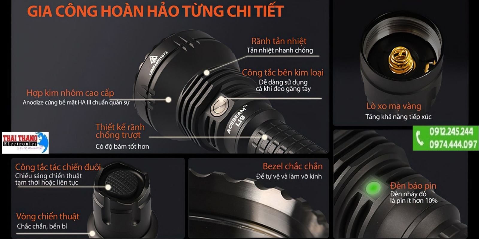 Đèn pin siêu sáng, soi xa Acebeam L19 2.0