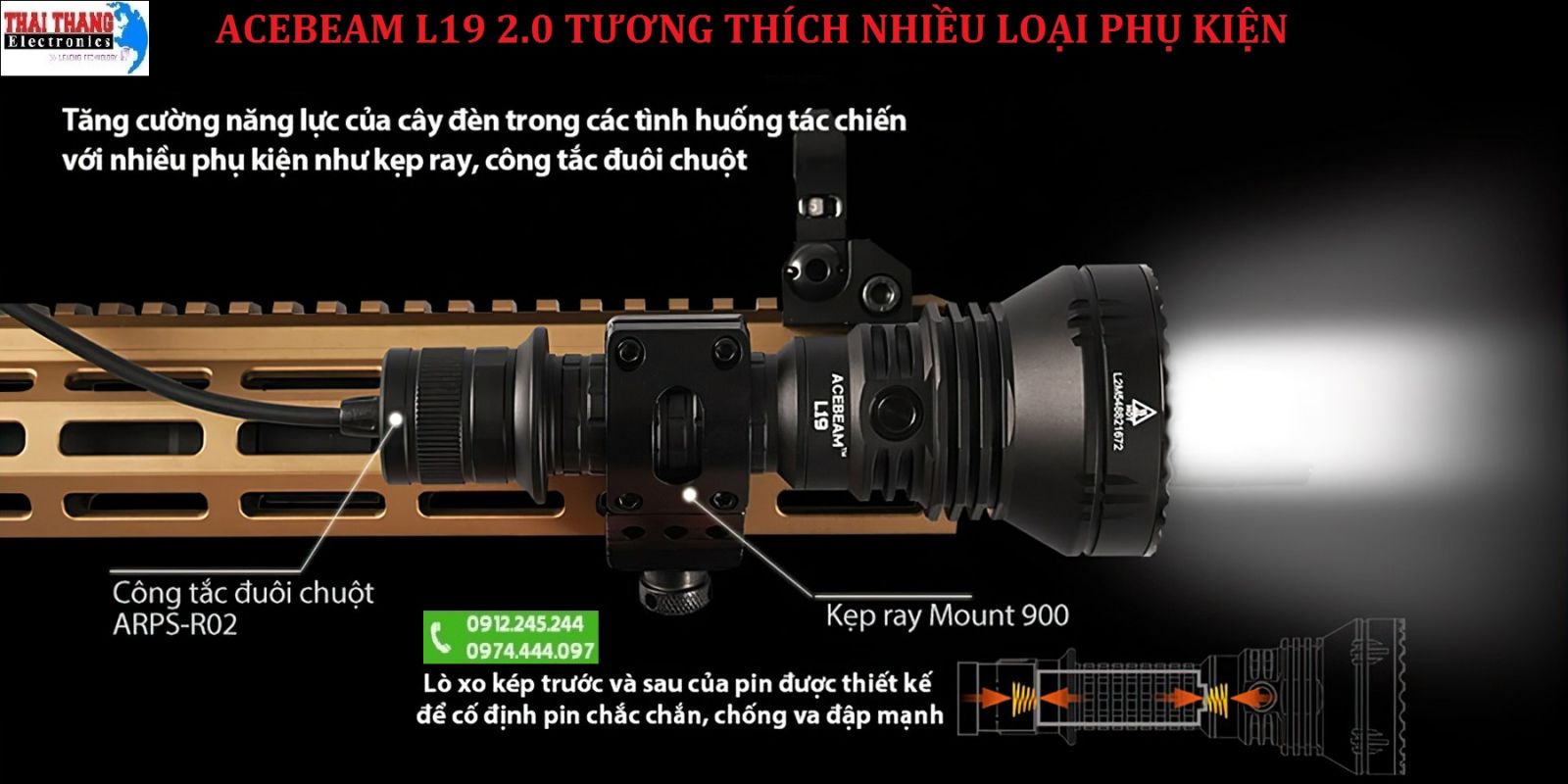 Đèn pin siêu sáng, soi xa Acebeam L19 2.0