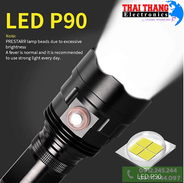 ĐÈN PIN SẠC ĐIỆN TERINO T3U 3 bóng siêu sáng xa 300m chính hãng