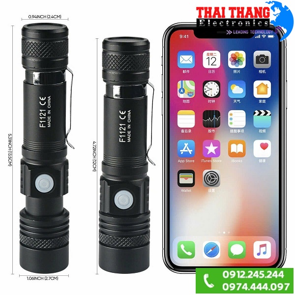 ĐÈN PIN SẠC MINI CẦM TAY CÓ ZOOM TERINO T518 CHÍNH HÃNG