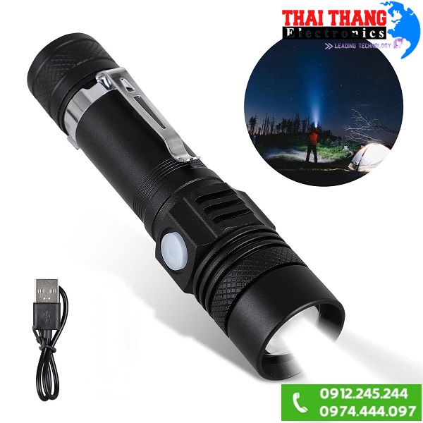 ĐÈN PIN SẠC MINI CẦM TAY CÓ ZOOM TERINO T518 CHÍNH HÃNG