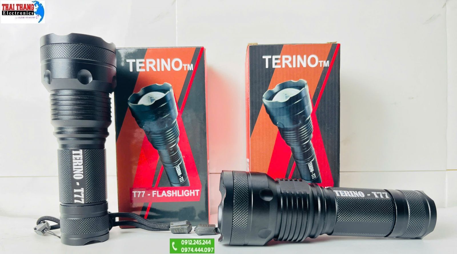Đèn pin sạc siêu sáng TERINO T77 cầm tay chống nước chính hãng