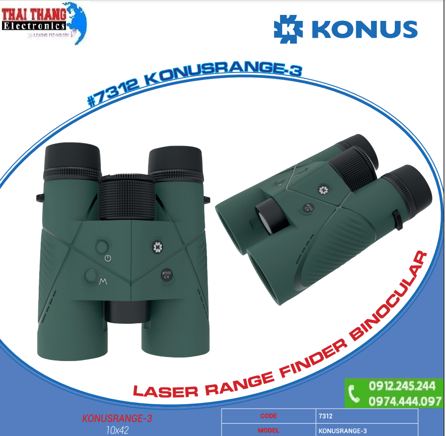 Ống nhòm đo khoảng cách 2 mắt konus Range-3 10x42 #7312