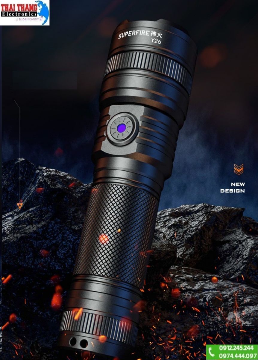 đèn pin đi rừng 2 LED (trắng / vàng) trong 1 SuperFire Y26-S