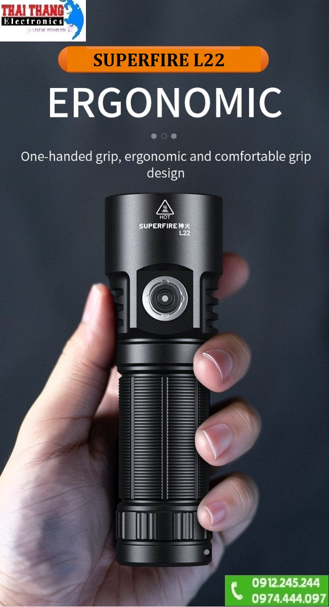 Đèn pin superfire L22 3 led in 1 - 5000 lumens