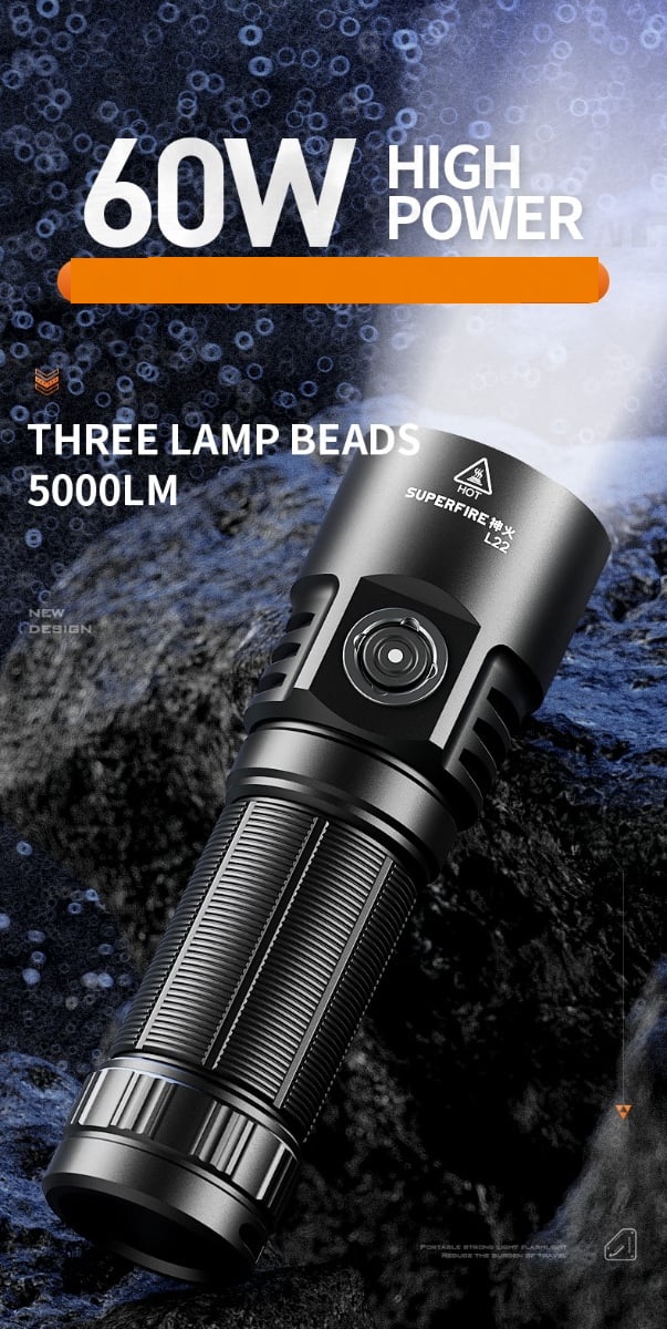 Đèn pin superfire L22 3 led in 1 - 5000 lumens