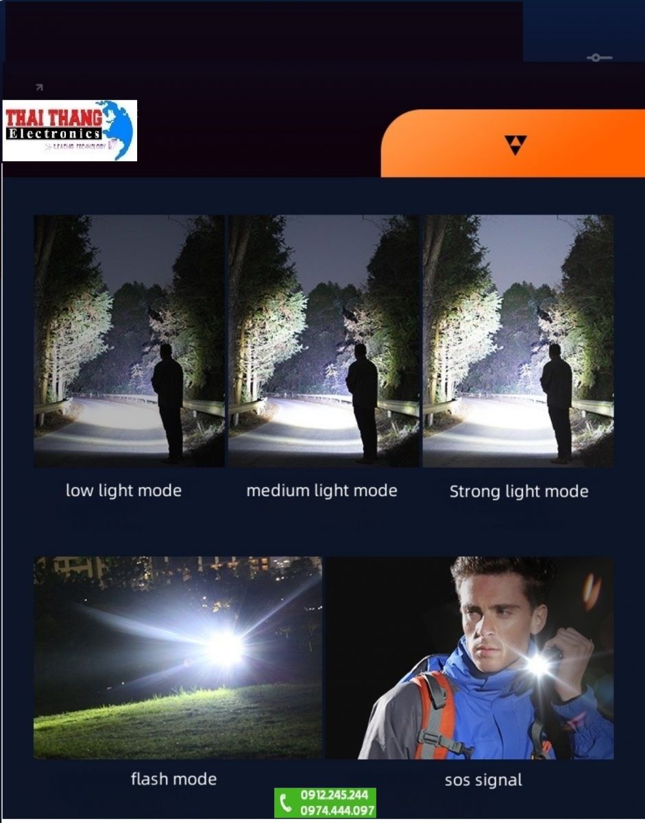 đèn pin đi rừng 2 LED (trắng / vàng) trong 1 SuperFire Y26-S