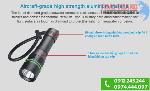 ĐÈN PIN CHO THỢ LẶN TERINO T51 SÂU 100m - 30w SIÊU SÁNG
