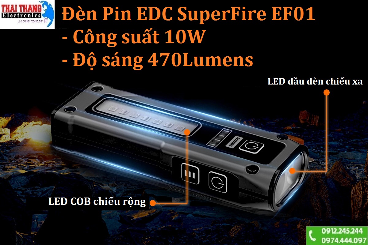 Đèn Pin EDC SuperFire EF01 10W 470 Lumens