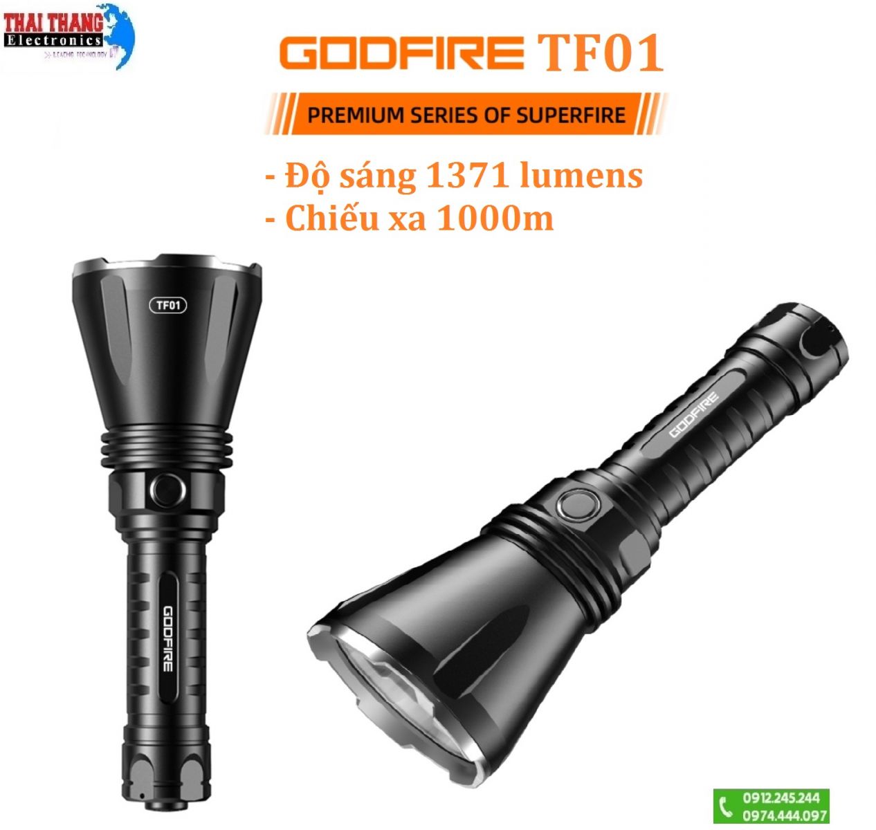 Đèn pin soi xa hơn 1000m SuperFire TF01
