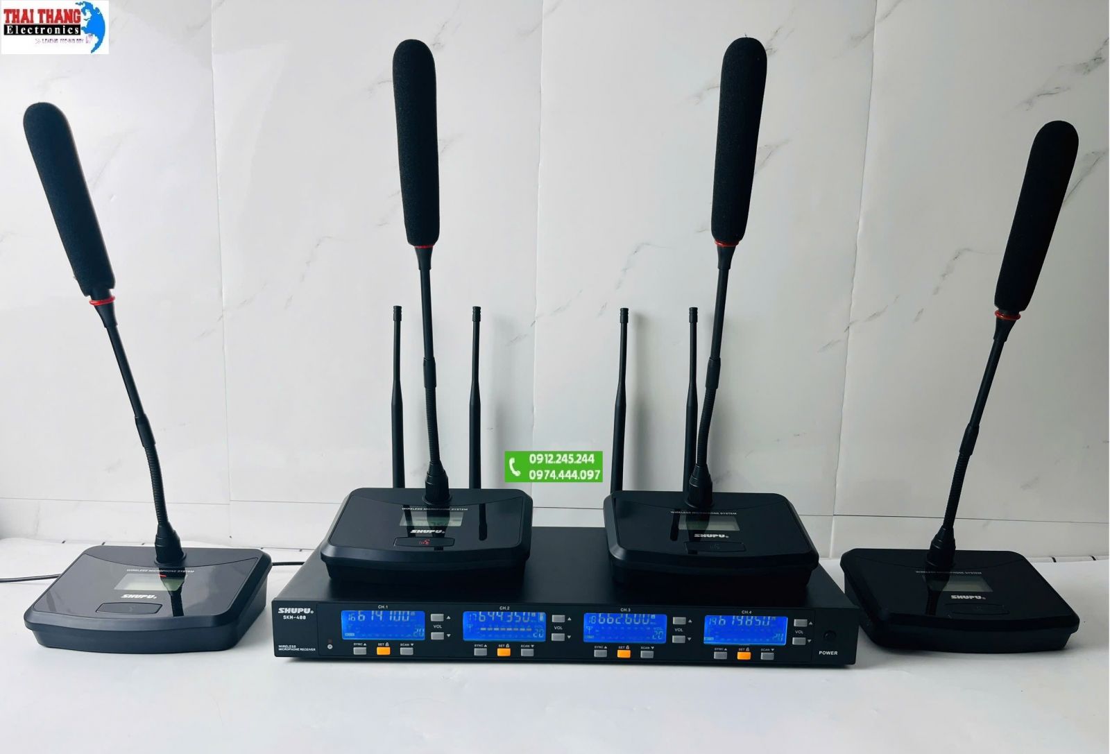 MICRO CỔ NGỖNG HỘI NGHỊ KHÔNG DÂY 4 MÍC SHUPU SKM400 SIÊU NHẠY