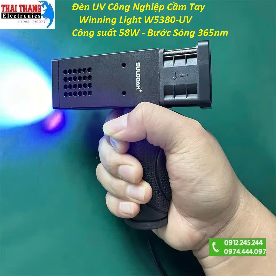 Đèn UV công nghiệp cầm tay công suất cao WINNING LIGHT W5380 -UV (58W, 365nm, sấy keo UV, Sơn UV) – Hàng chính hãng