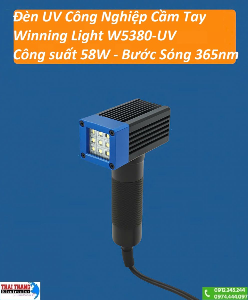 Đèn UV công nghiệp cầm tay công suất cao WINNING LIGHT W5380 -UV (58W, 365nm, sấy keo UV, Sơn UV) – Hàng chính hãng